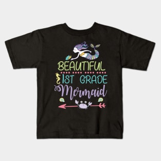 Beautiful 1st Grade Mermaid Student Teacher First Day School Back To School Kids T-Shirt